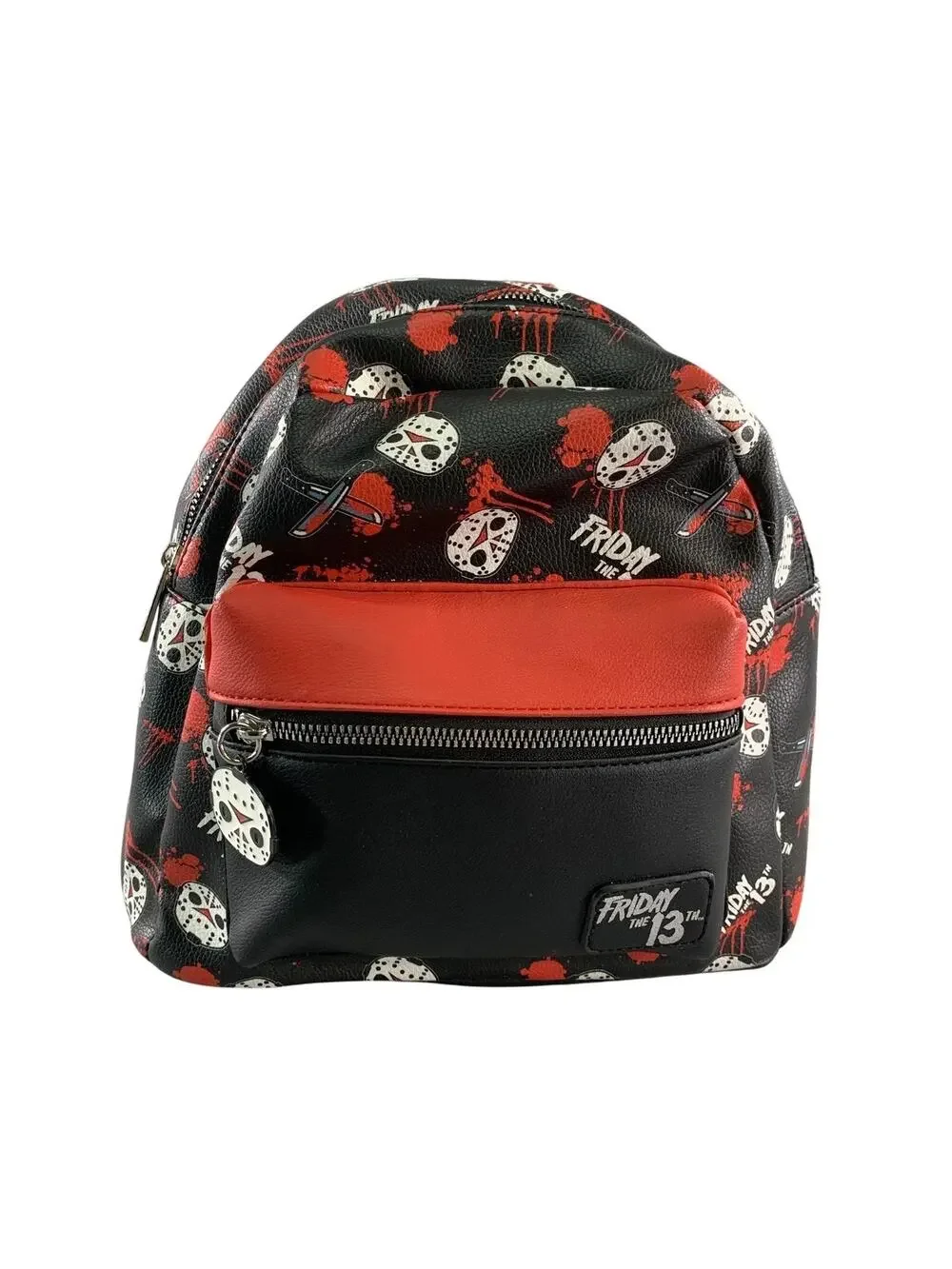Bioworld Friday the 13th Mini Backpack Jason Mask Black Red Faux Leather Horror